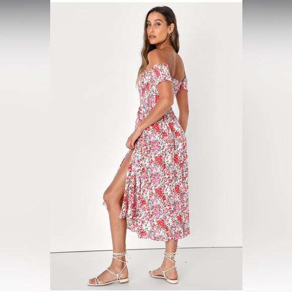 View from the Meadow Cream Floral Print Off-the-Shoulder Dress - Picture 4 of 11